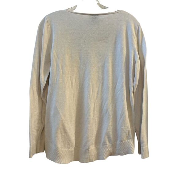 Ann Taylor Women's Large White Knit Pullover Sweater Long Sleeve - Picture 6 of 7